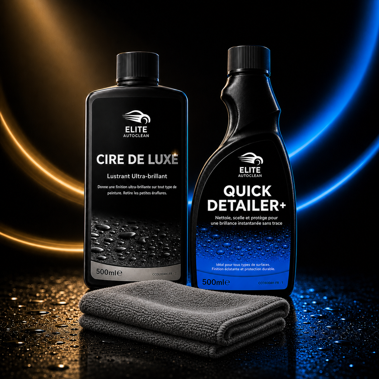 PACK BRILLANCE EXTRÊME – CIRE DE LUXE & QUICK DETAILER+ ET MICROFIBRE